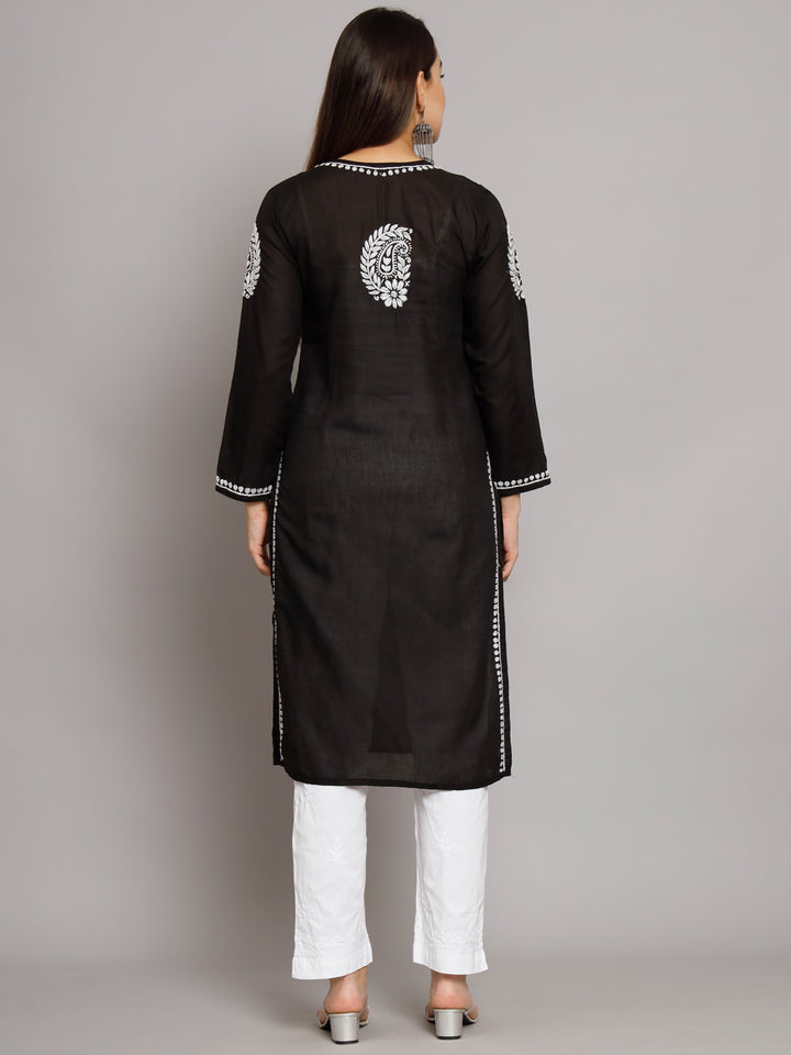 Hand Embroidered Chikankari Cotton Straight Kurta- PC3561