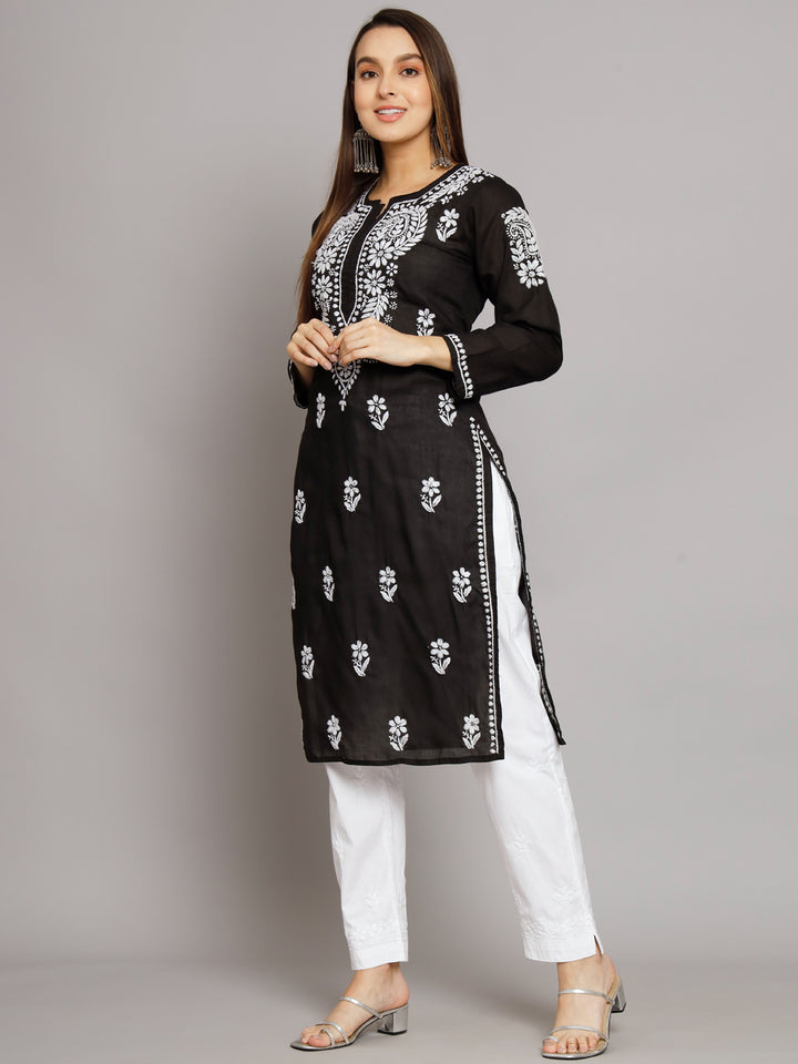 Hand Embroidered Chikankari Cotton Straight Kurta- PC3561