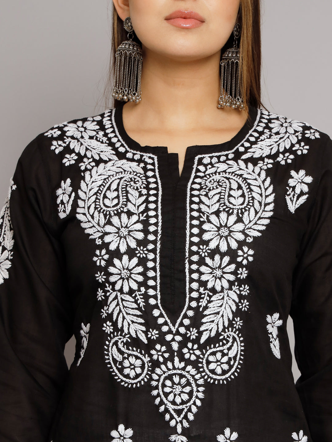 Hand Embroidered Chikankari Cotton Straight Kurta- PC3561