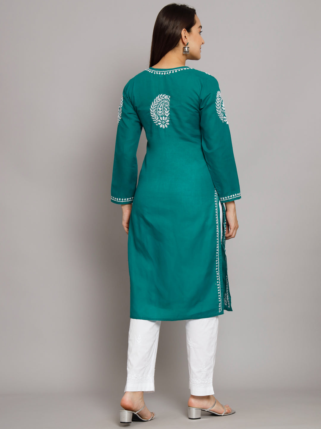 Hand Embroidered Chikankari  Cotton Straight Kurta- PC3561