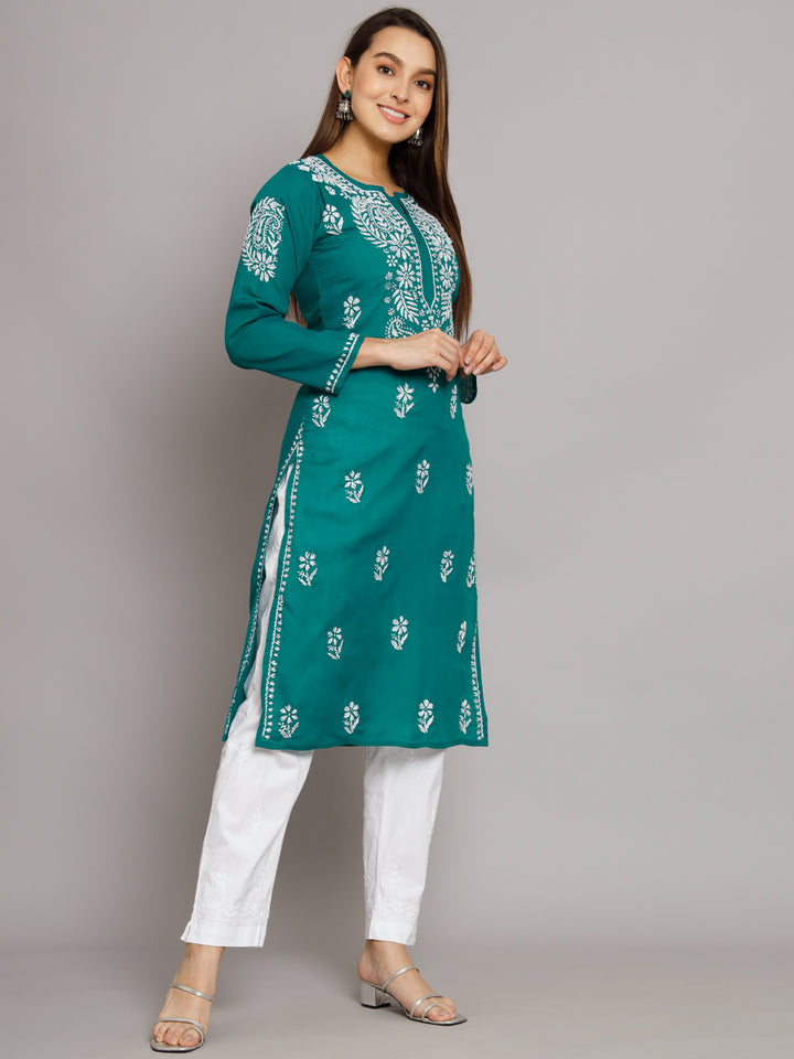 Hand Embroidered Chikankari  Cotton Straight Kurta- PC3561