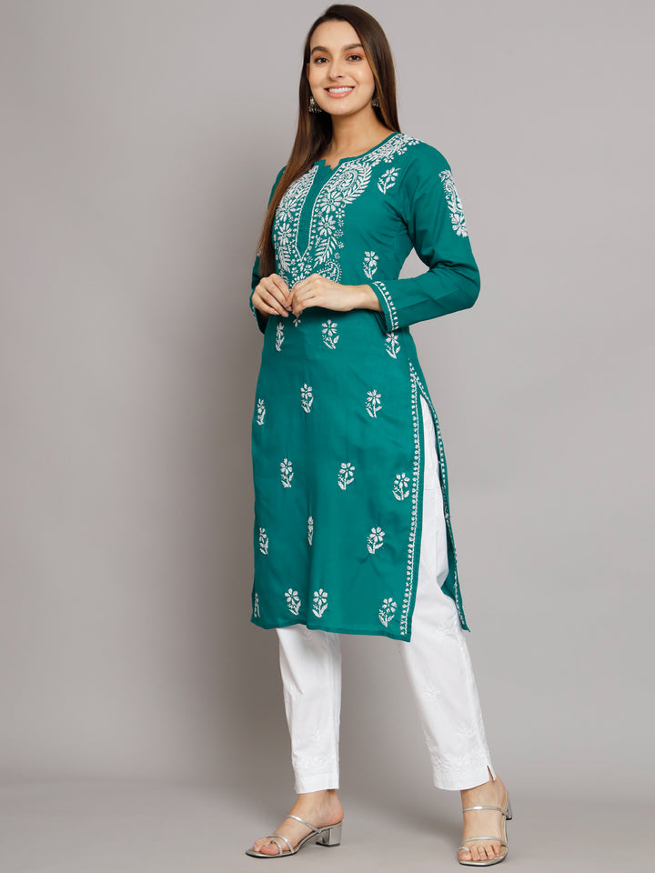 Hand Embroidered Chikankari  Cotton Straight Kurta- PC3561