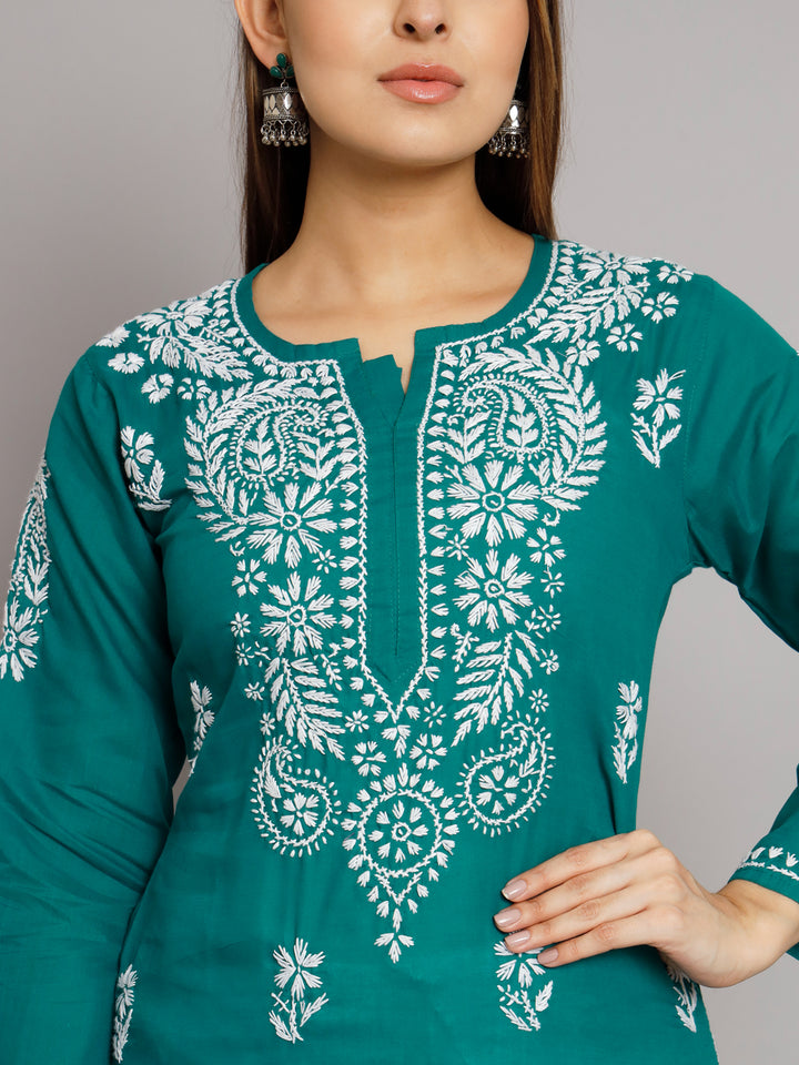 Hand Embroidered Chikankari  Cotton Straight Kurta- PC3561