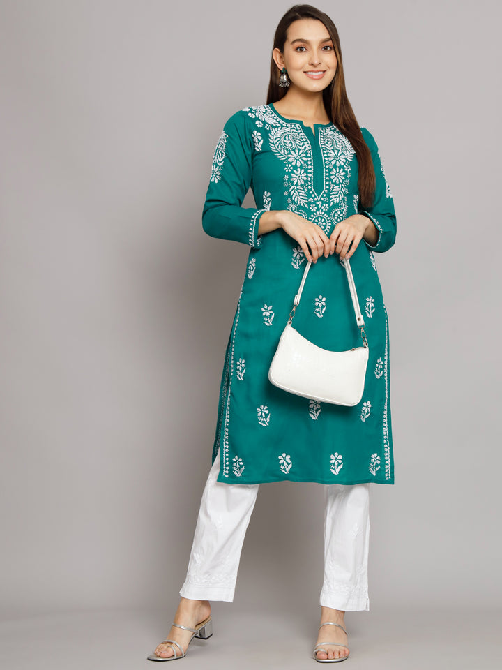 Hand Embroidered Chikankari  Cotton Straight Kurta- PC3561