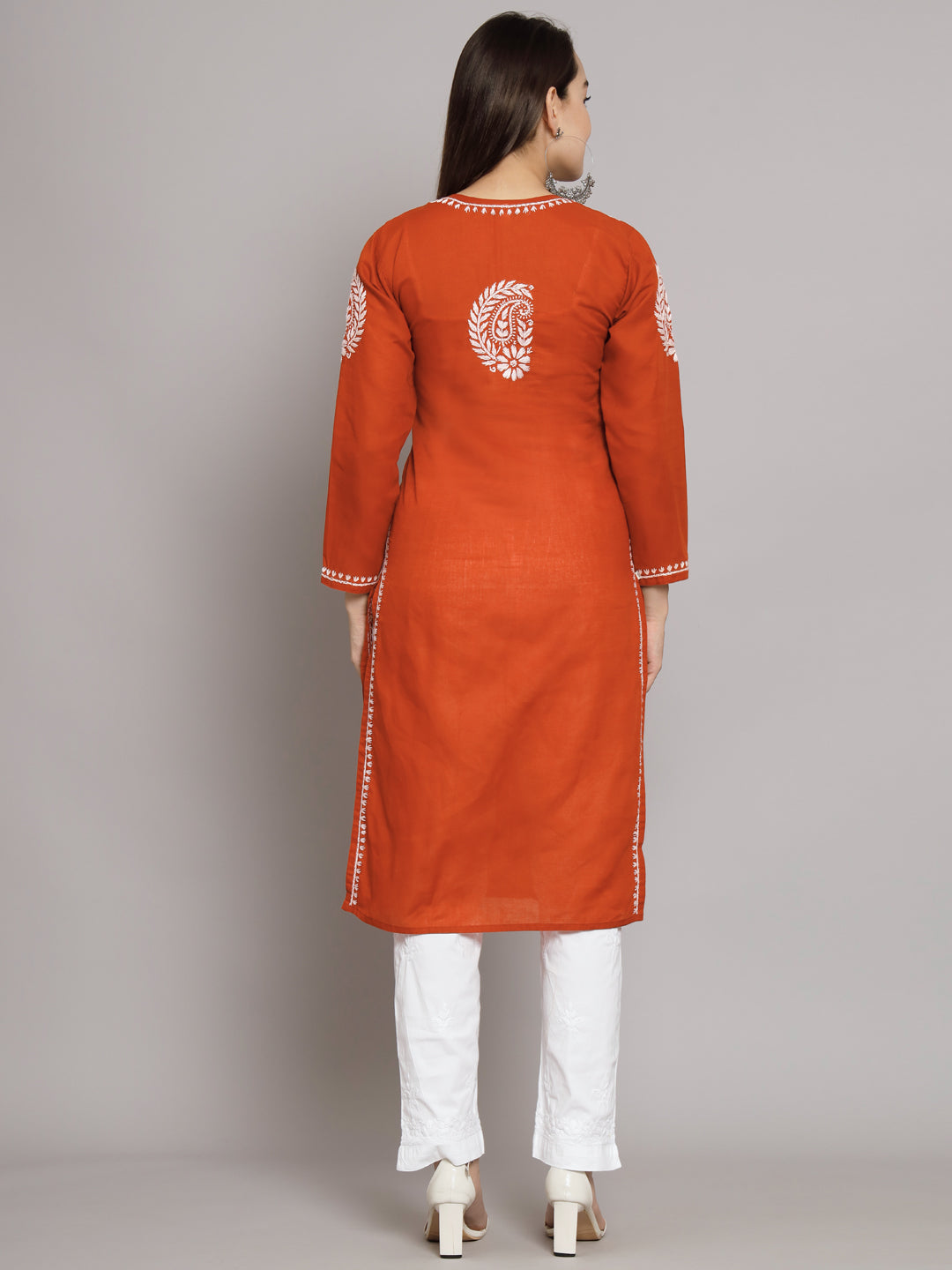 Hand Embroidered Chikankari  Cotton Straight Kurta- PC3561