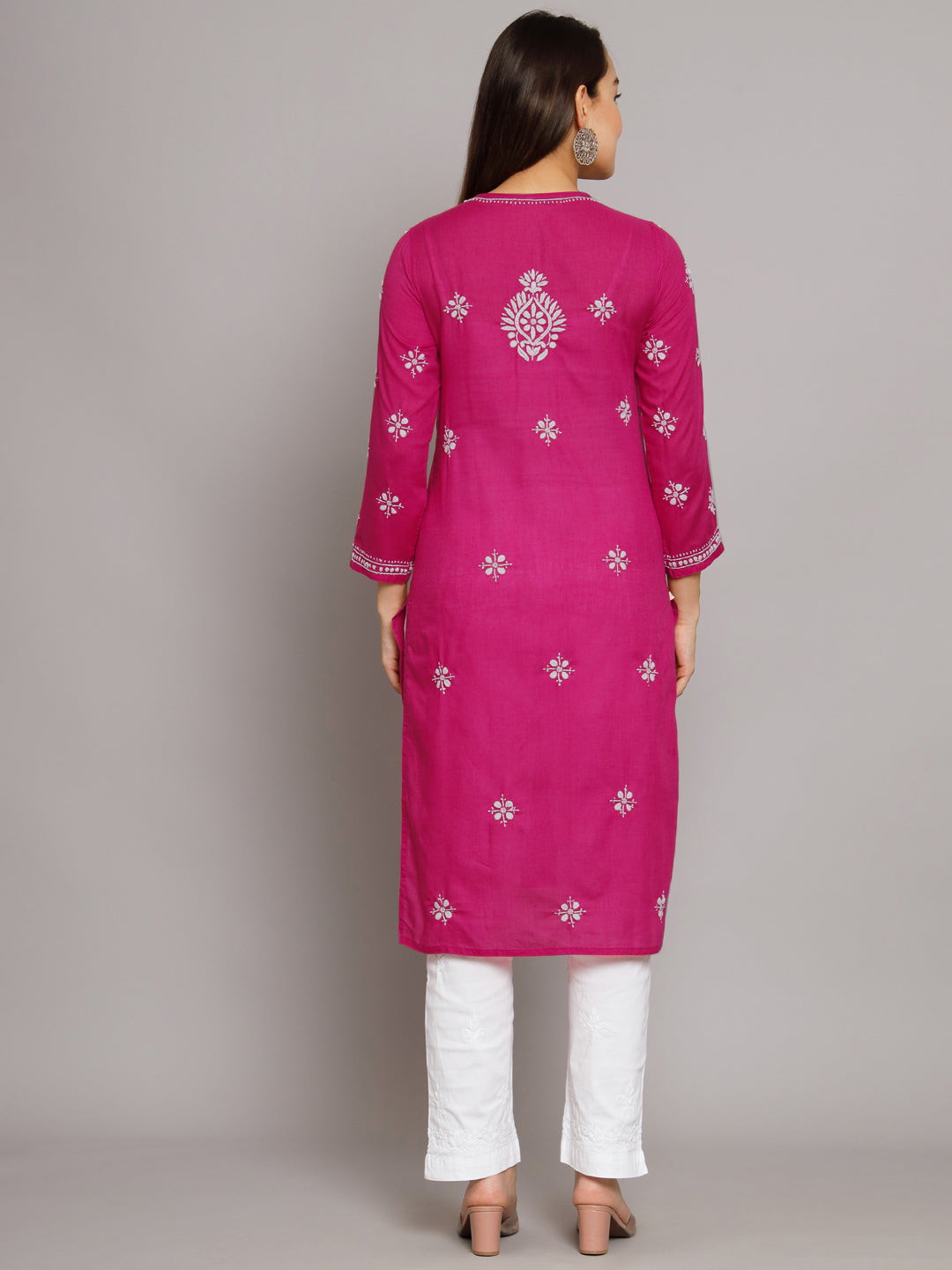 Chikankari Hand Embroidered Cotton Straight Kurta-PC3438