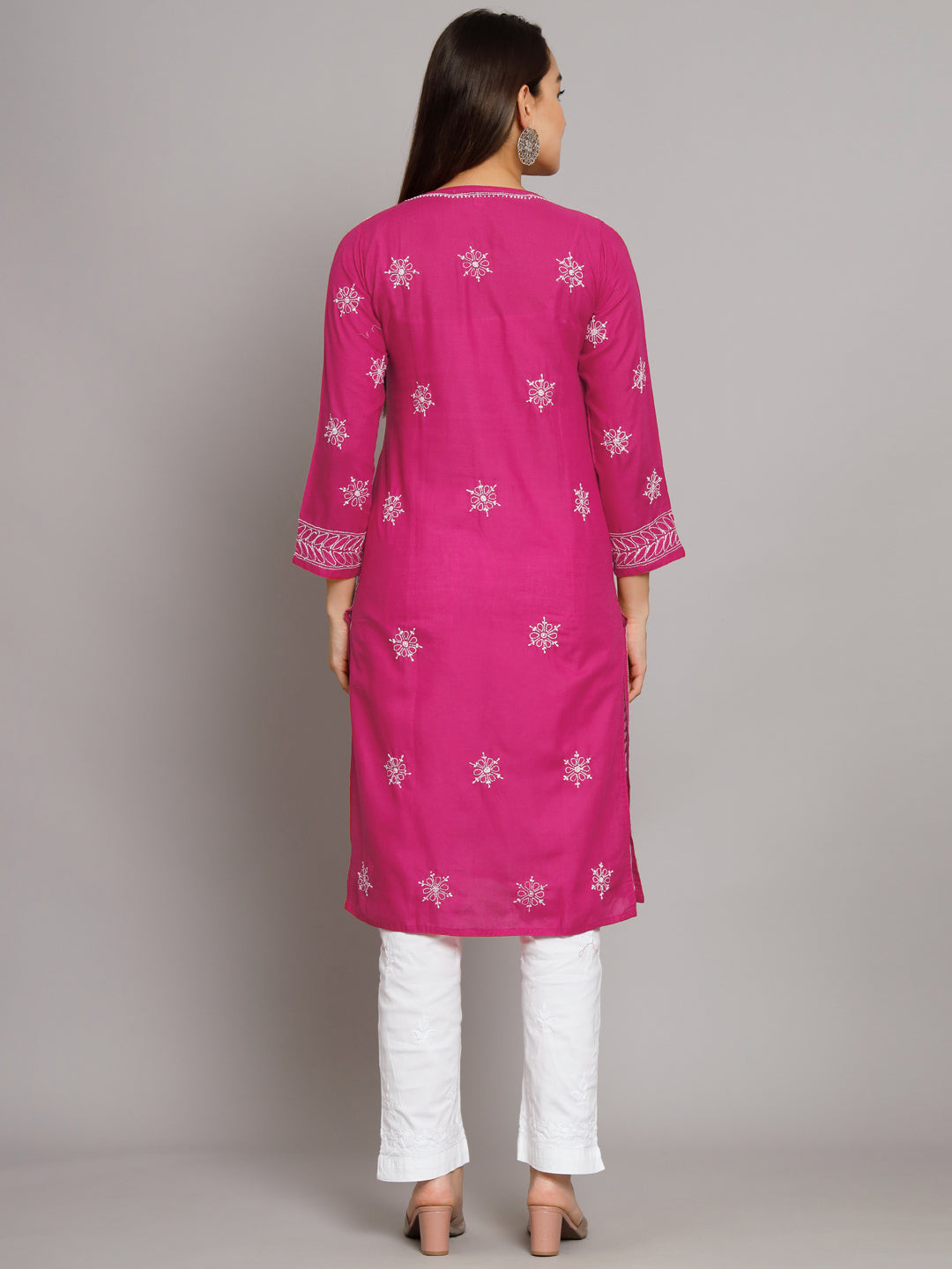 Hand Embroidered Cotton Straight Kurta-PC3435