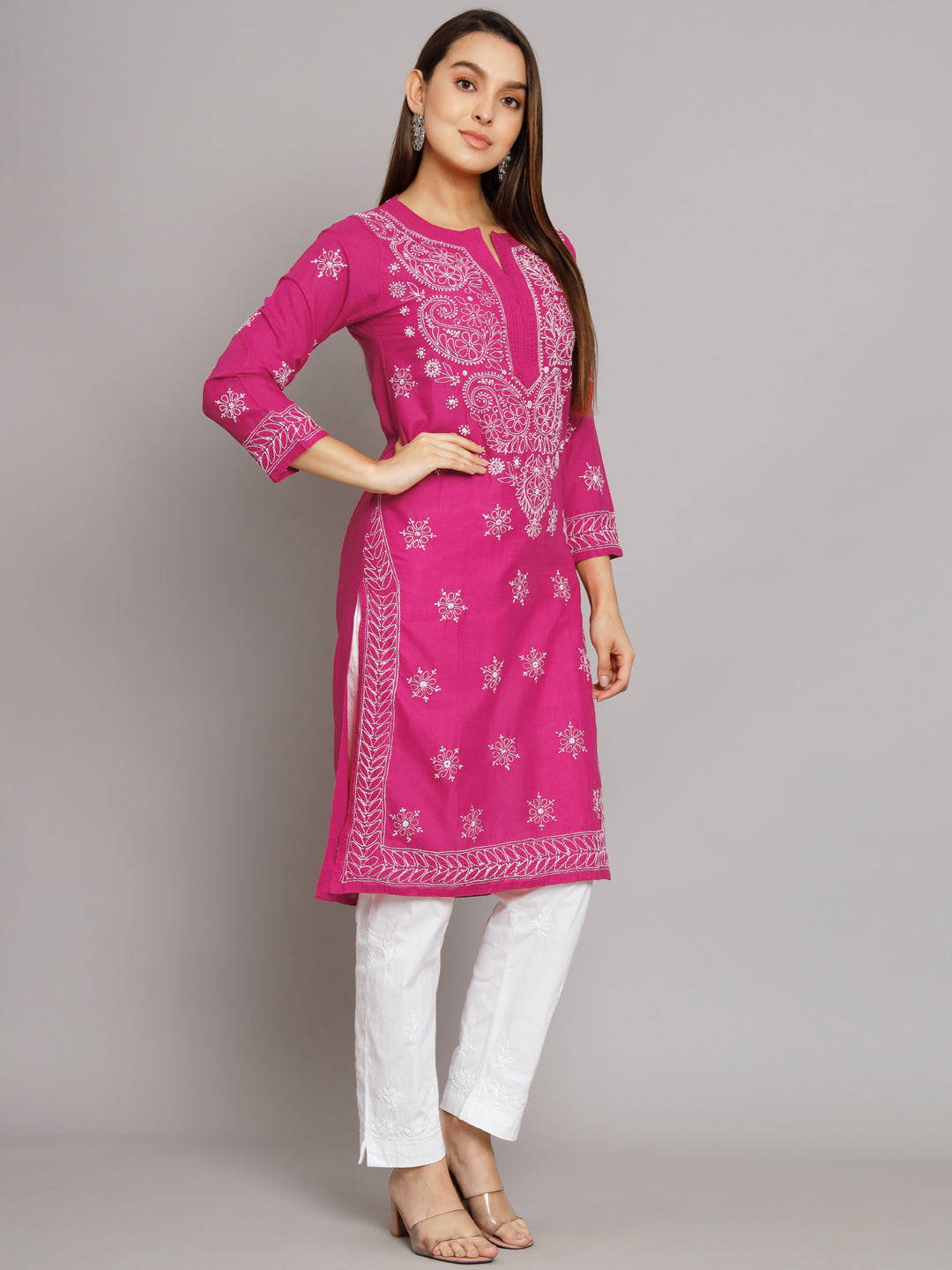 Hand Embroidered Cotton Straight Kurta-PC3435