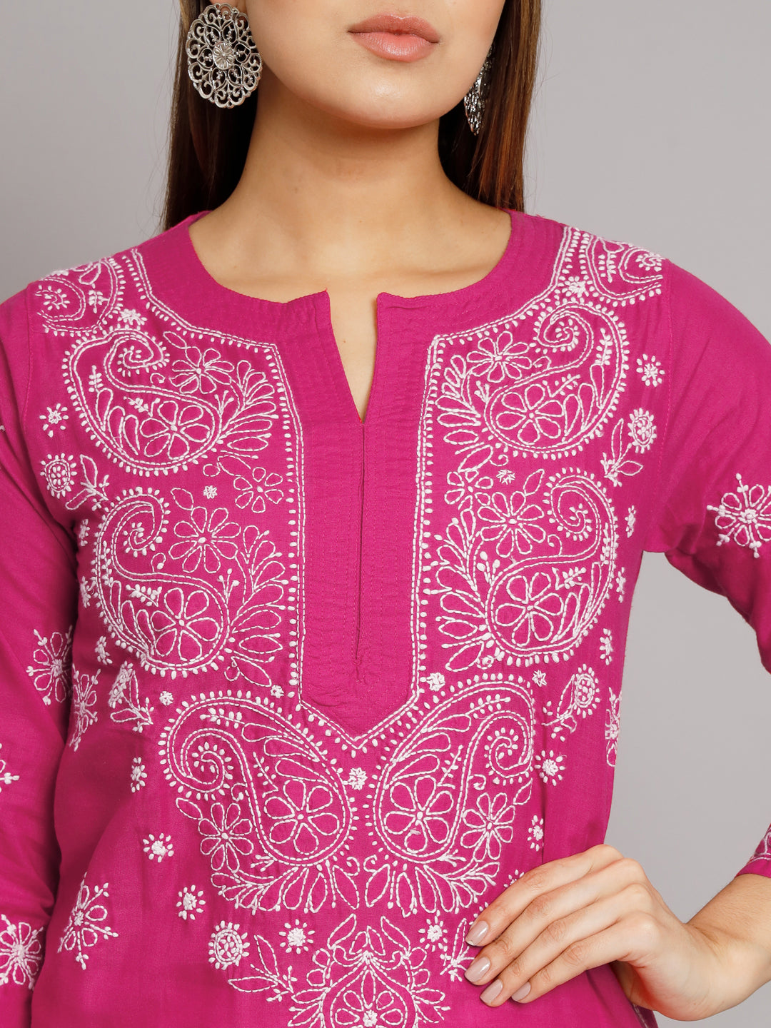 Hand Embroidered Cotton Straight Kurta-PC3435