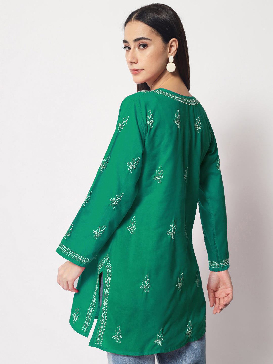 Women Hand Embroidered Chikankari Cotton Kurti PC3602