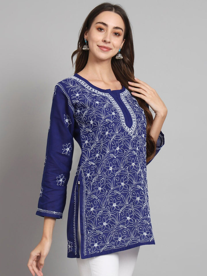 Women Hand Embroidered Chikankari Cotton Kurti PC3591