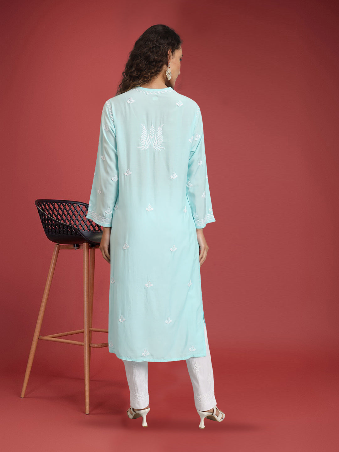 Hand Embroidered Chikankari Modal Straight Kurta- PC4052