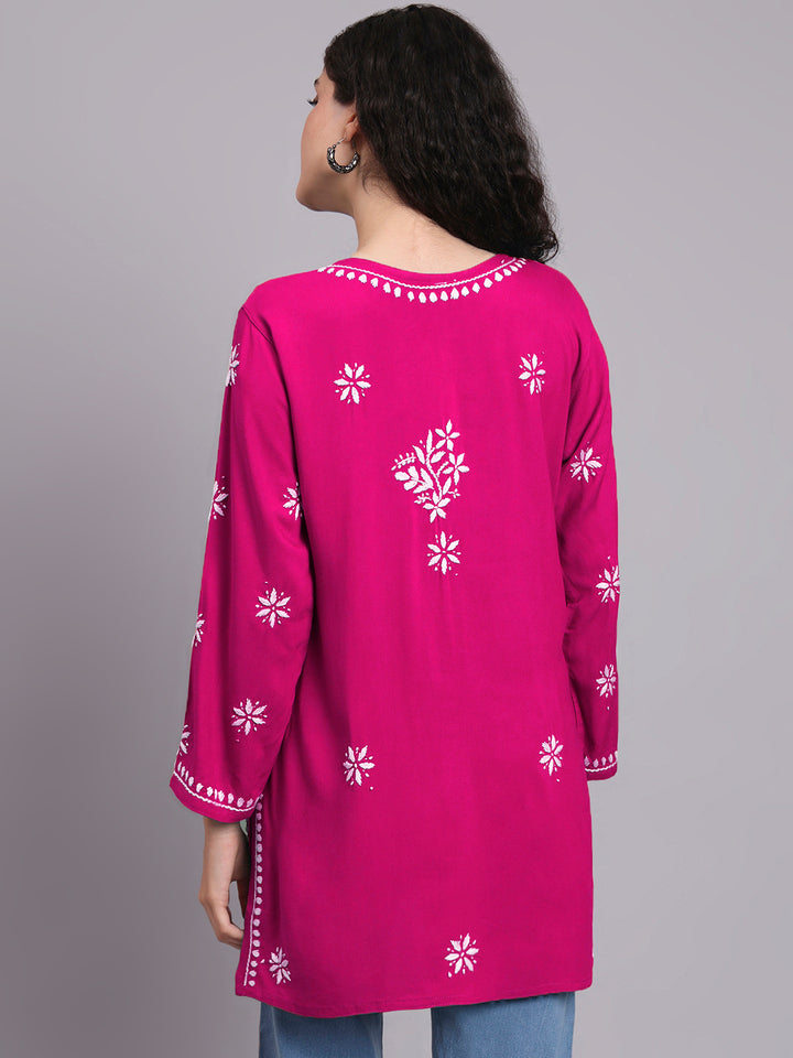 Women Hand Embroidered Chikankari Rayon Kurti PC4071