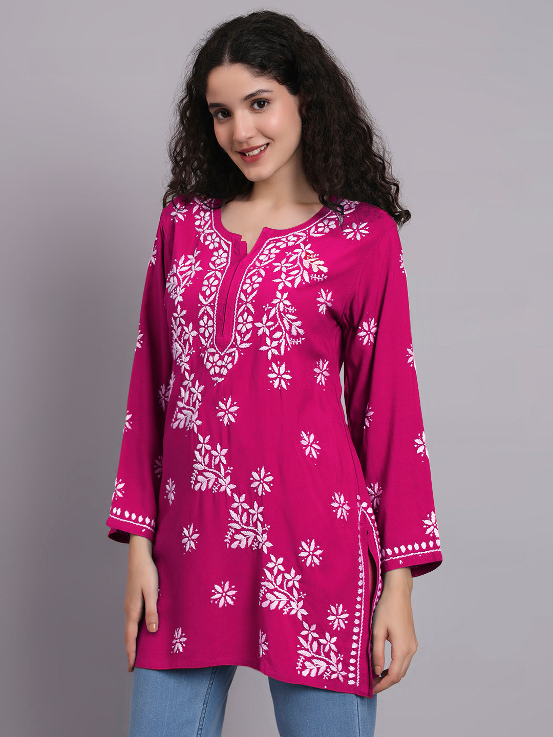 Women Hand Embroidered Chikankari Rayon Kurti PC4071