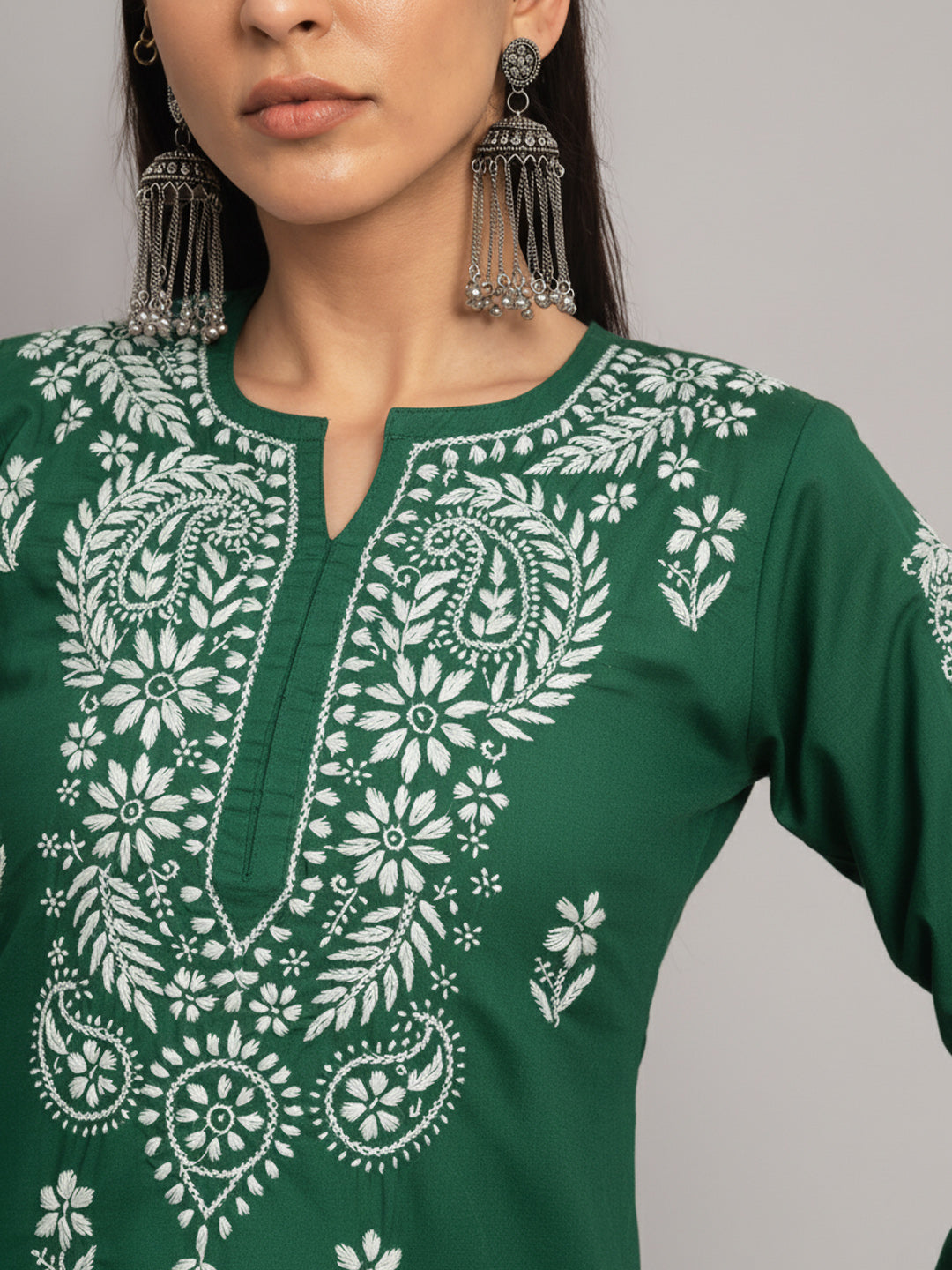 Hand Embroidered Chikankari Cotton Straight Kurta-PC3561