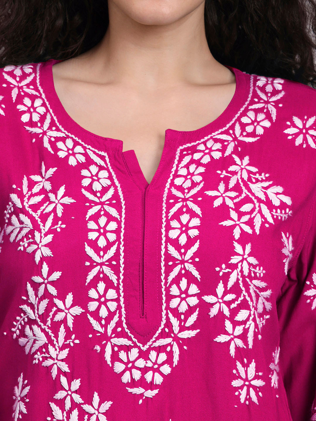 Women Hand Embroidered Chikankari Rayon Kurti PC4071