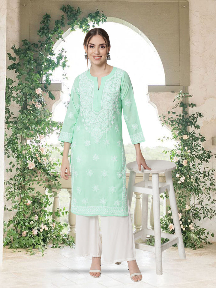 Hand Embroidered Cotton Straight Kurta-PC3435