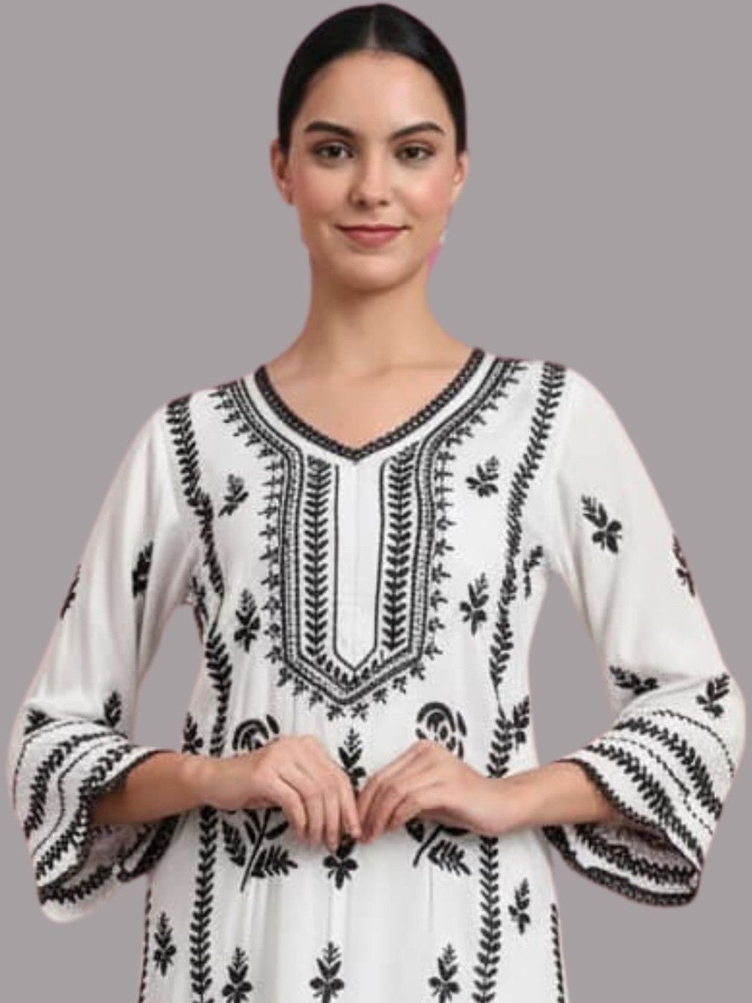 Women Hand Embroidered Chikankari Rayon kurta set PC4078KS