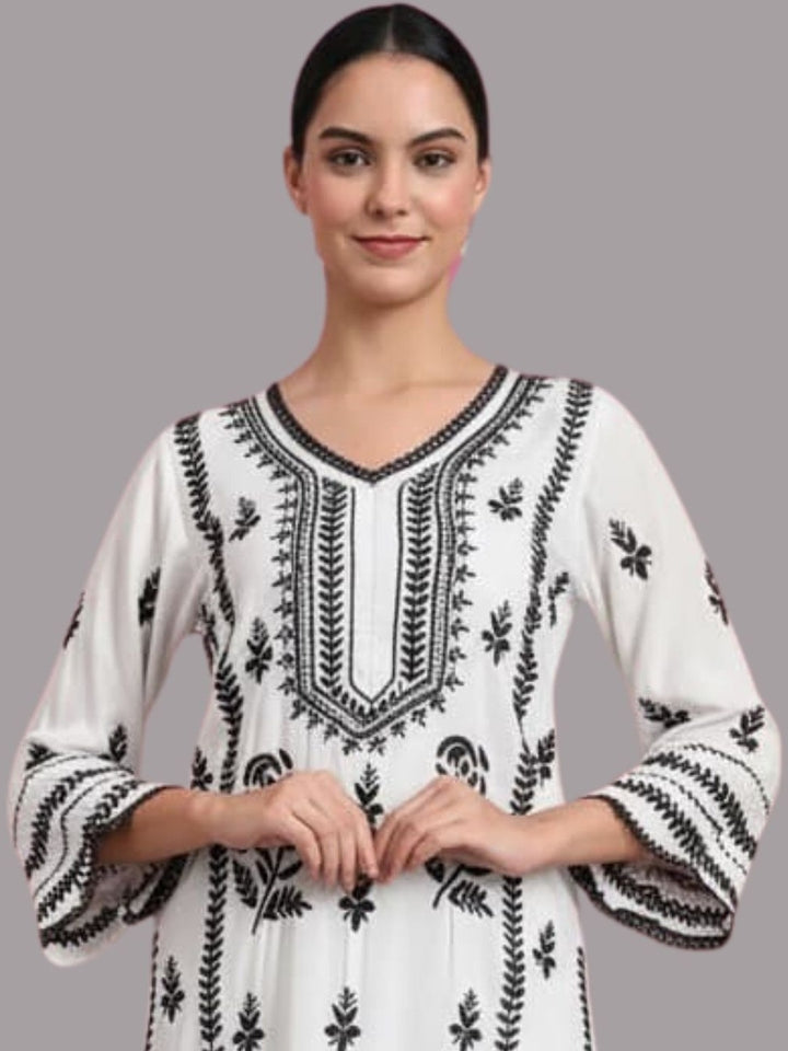 Women Hand Embroidered Chikankari Rayon kurta set PC4078KS