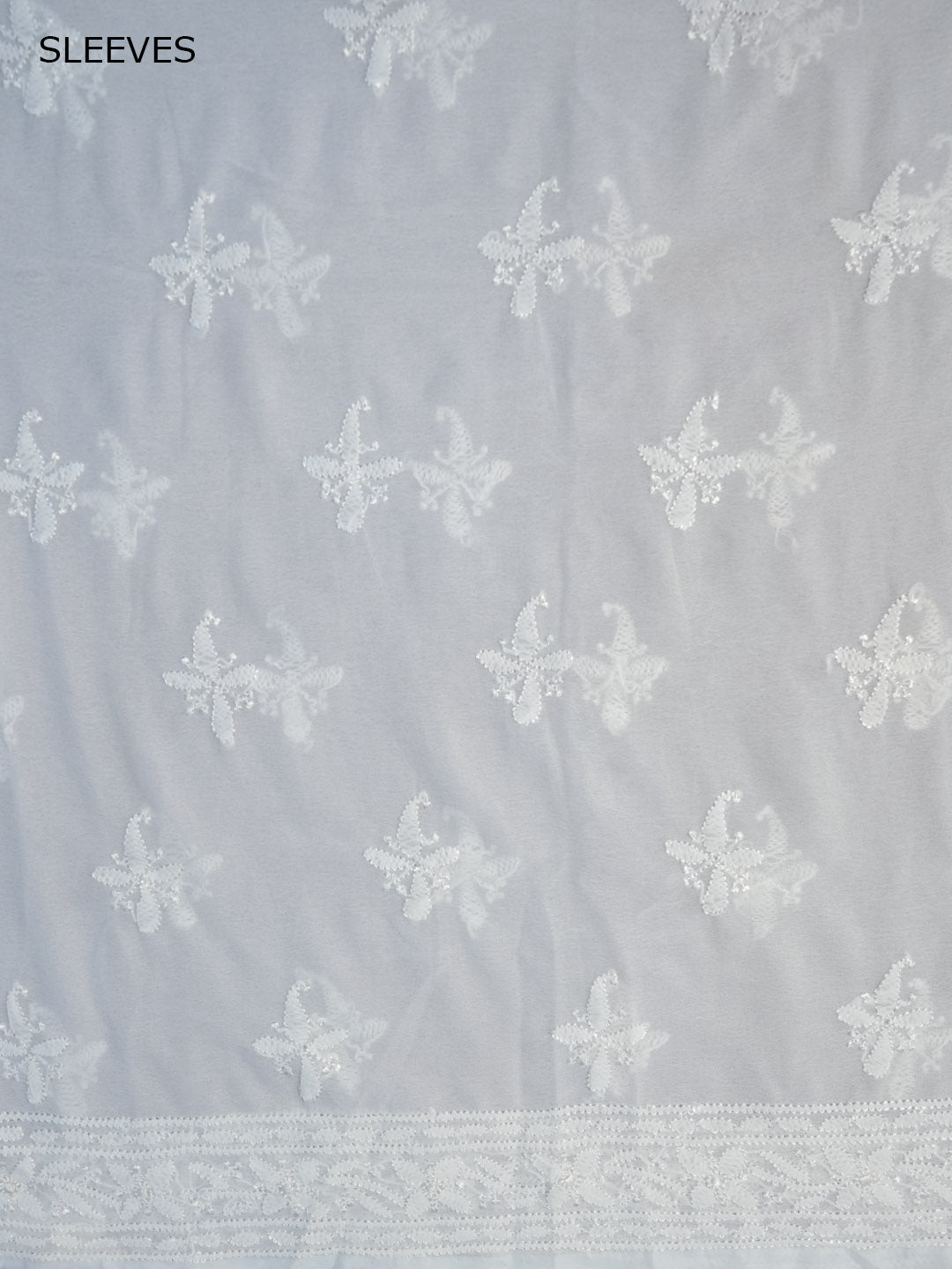 Women Hand Embroidered Chikankari Viscose Georgette Dressmaterial PC4123-WHITE4