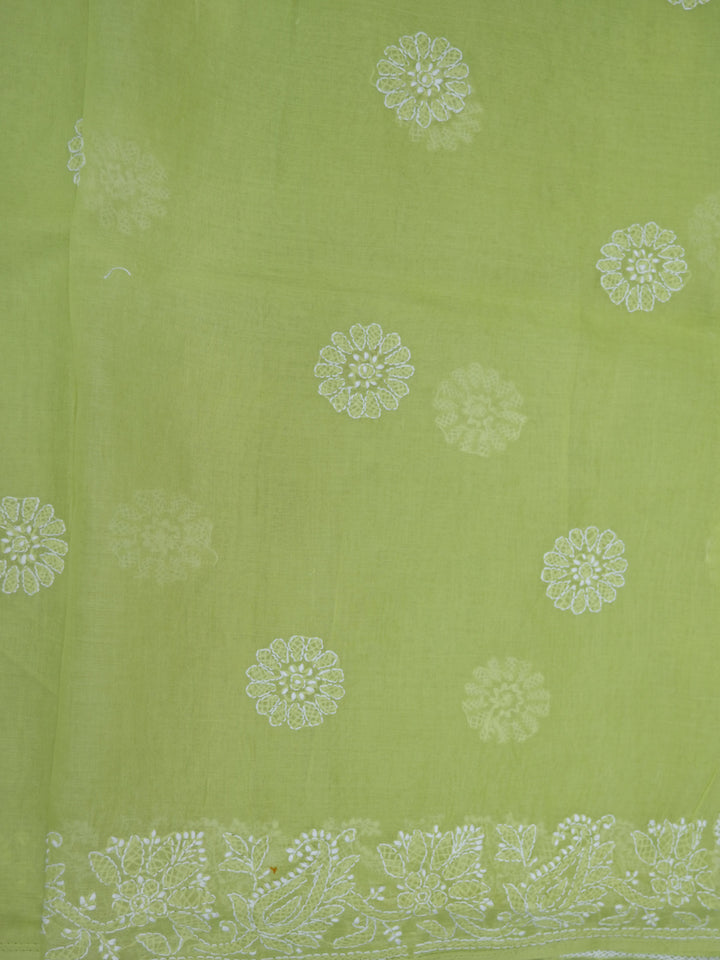 Hand Embroidered Chikankari Cotton Saree PCSAR02 Lightgreen