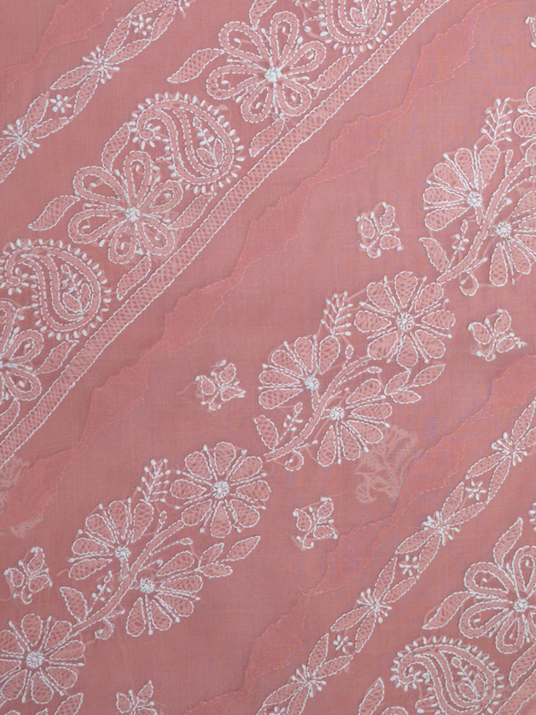 women hand embroidered chikankari cotton dressmaterial PC4120-DARKPEACH22