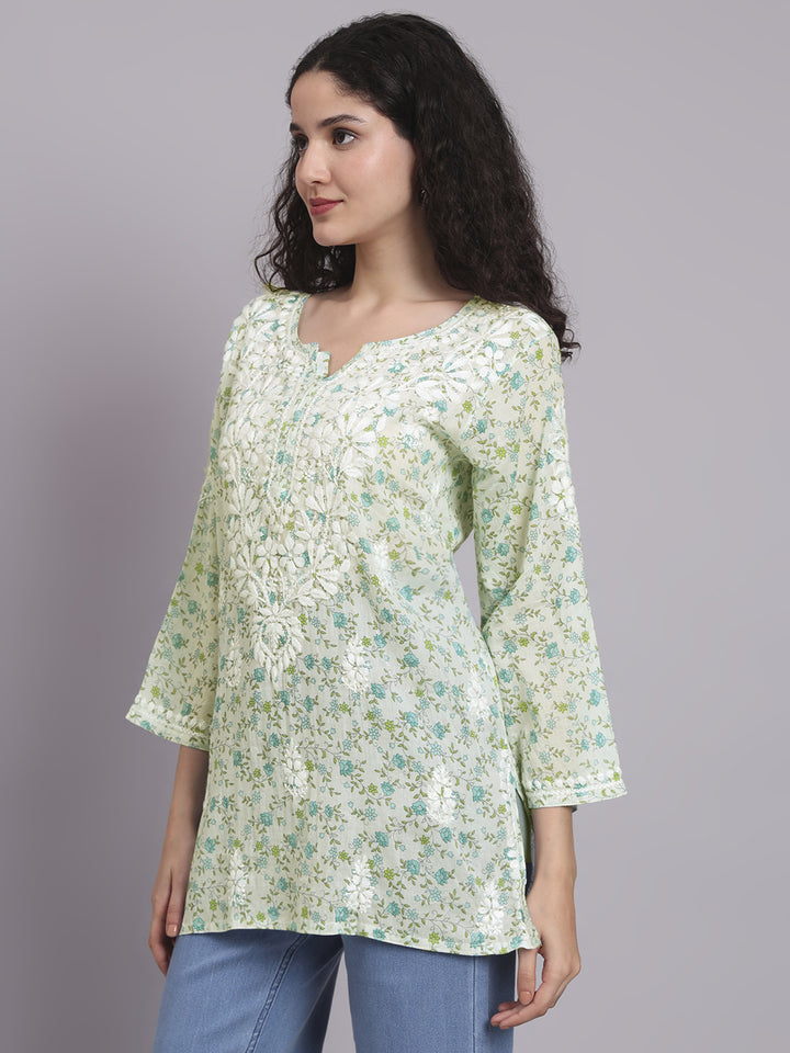 Women Hand Embroidered Chikankari Mulmul Kurti PC4073