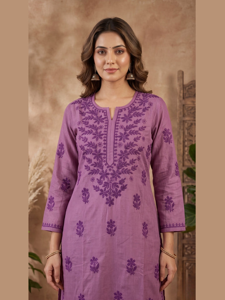 Women Hand Embroidered Chikankari Chanderi Kurta Set PC4119KS