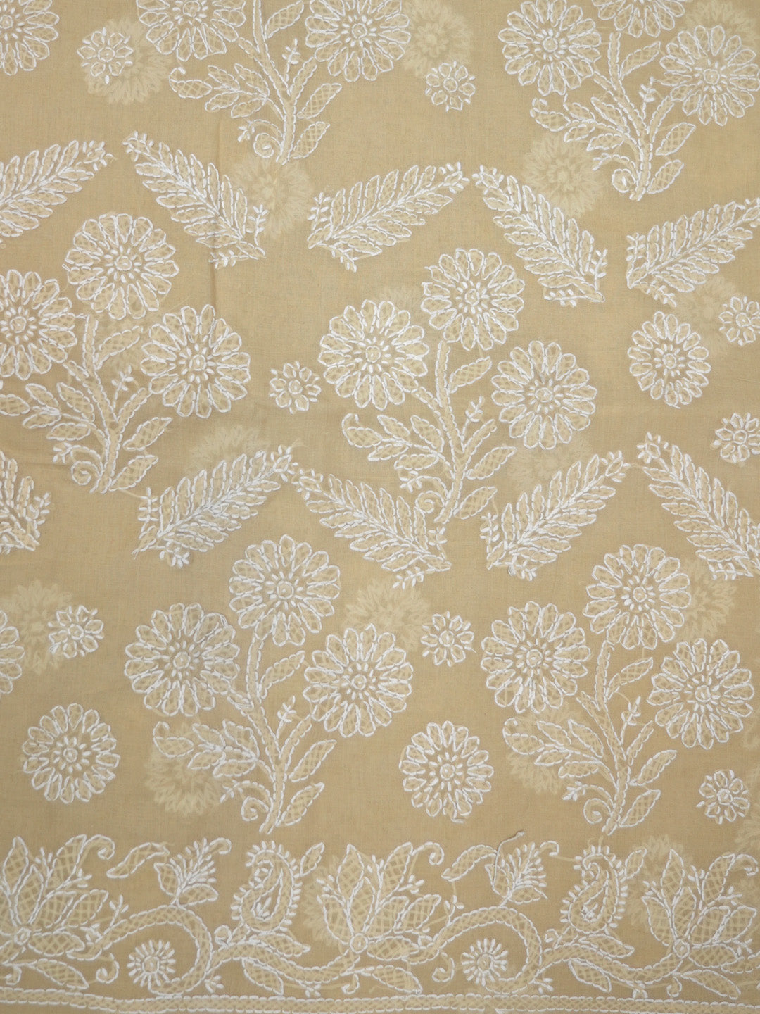 Hand Embroidered Chikankari Cotton Saree PCSAR02 Beige