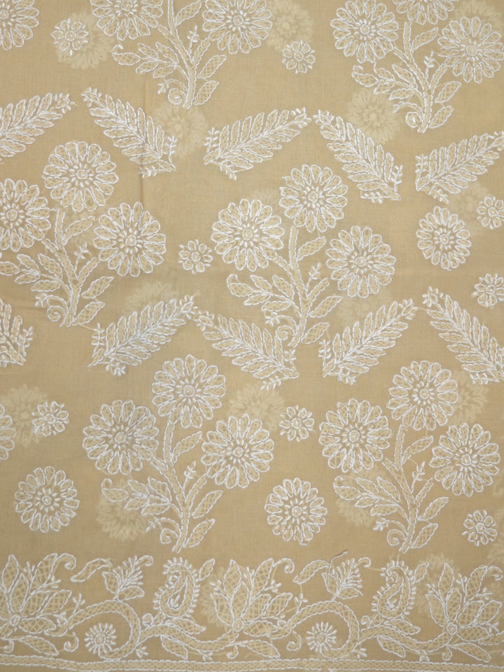 Hand Embroidered Chikankari Cotton Saree PCSAR02 Beige