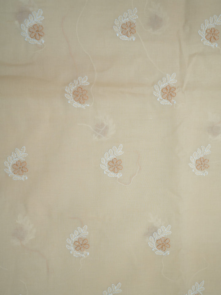 Women Hand Embroidered Chikankari Cotton Dressmaterial PCSCU00102FS-CREAME