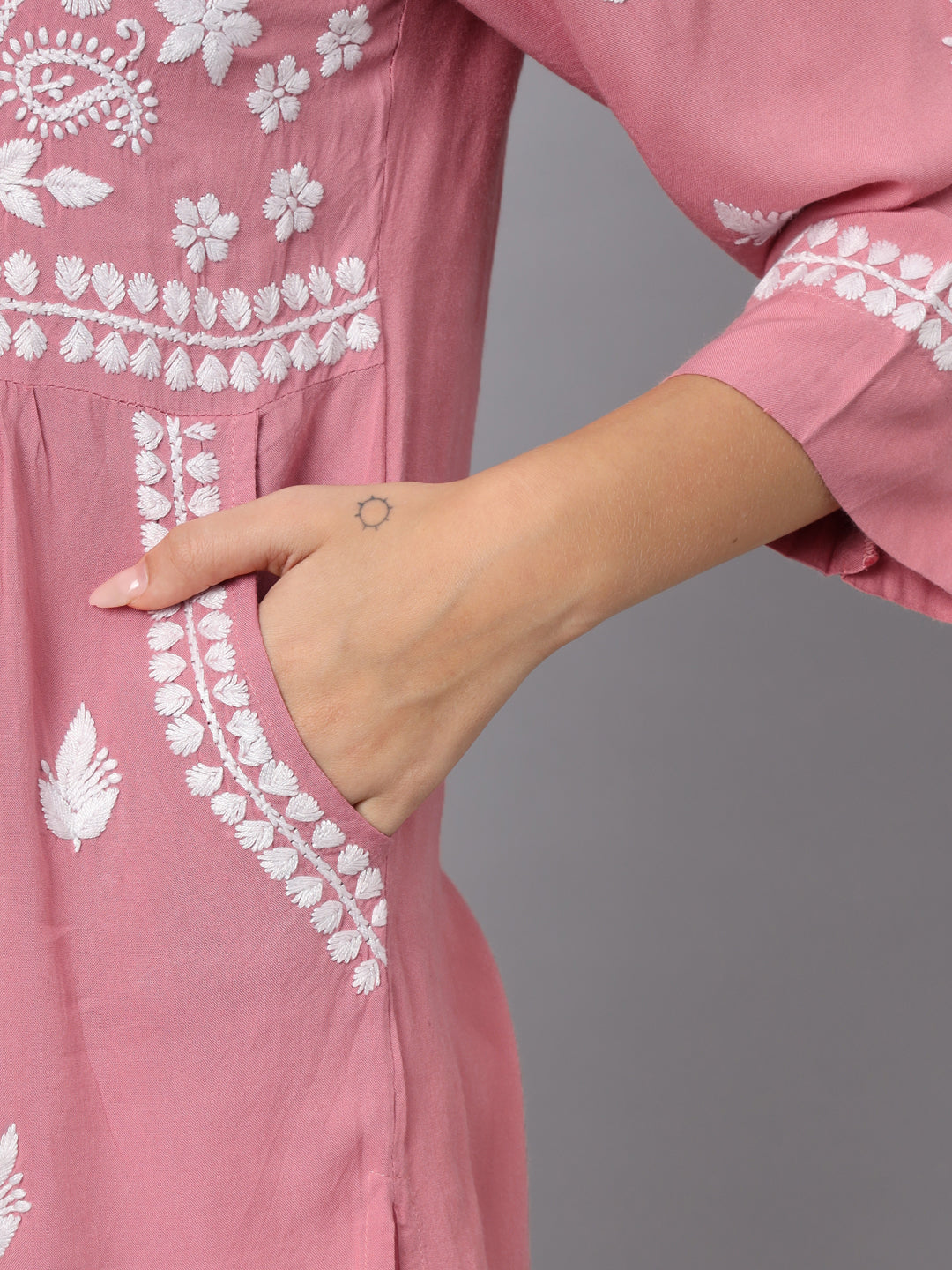 Women Hand Embroidered Rayon Chikankari Kurti PC3696