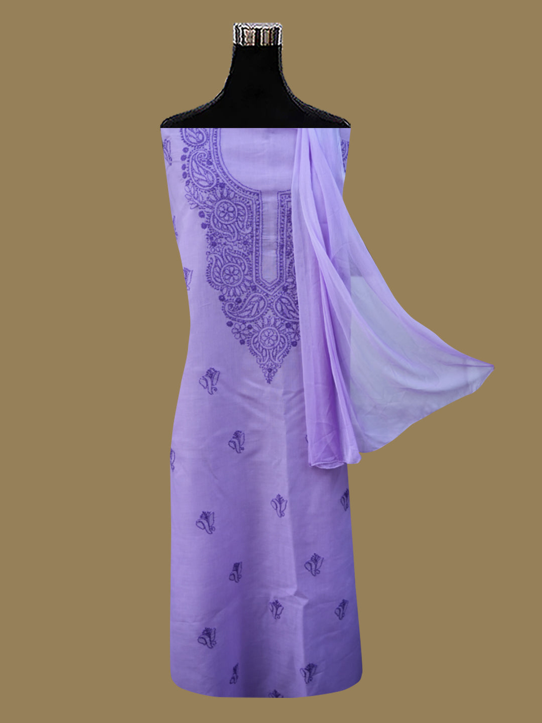 Women Hand Embroidered Chikankari Cotton Dressmaterial PCSCU00103FS-Mauve