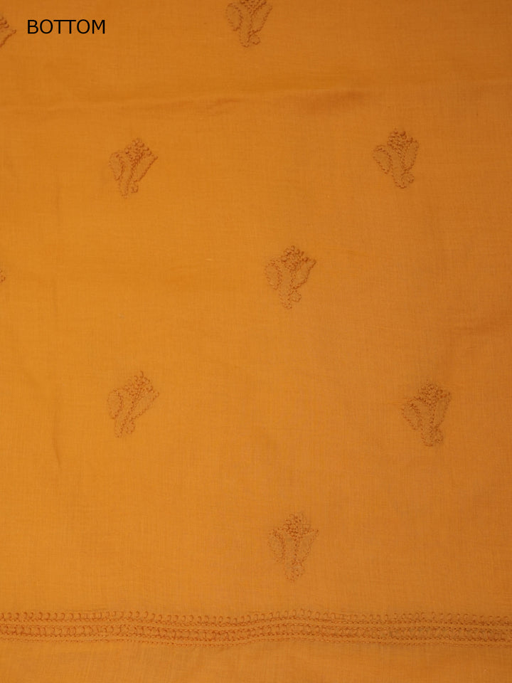 Women Hand Embroidered Chikankari Cotton Dressmaterial PCSCU00103FS-MUSTARD
