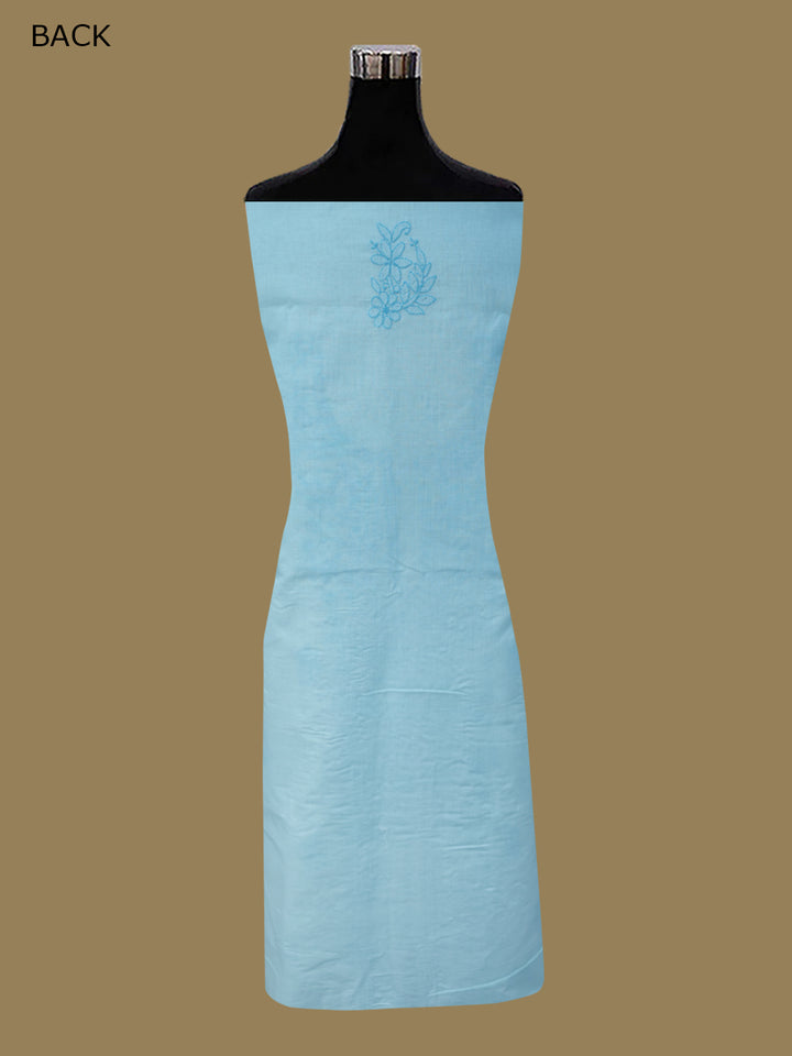 Women Hand Embroidered Cotton Chikankari Dress MaterialPCSCU00406FS-OCEANBLUE