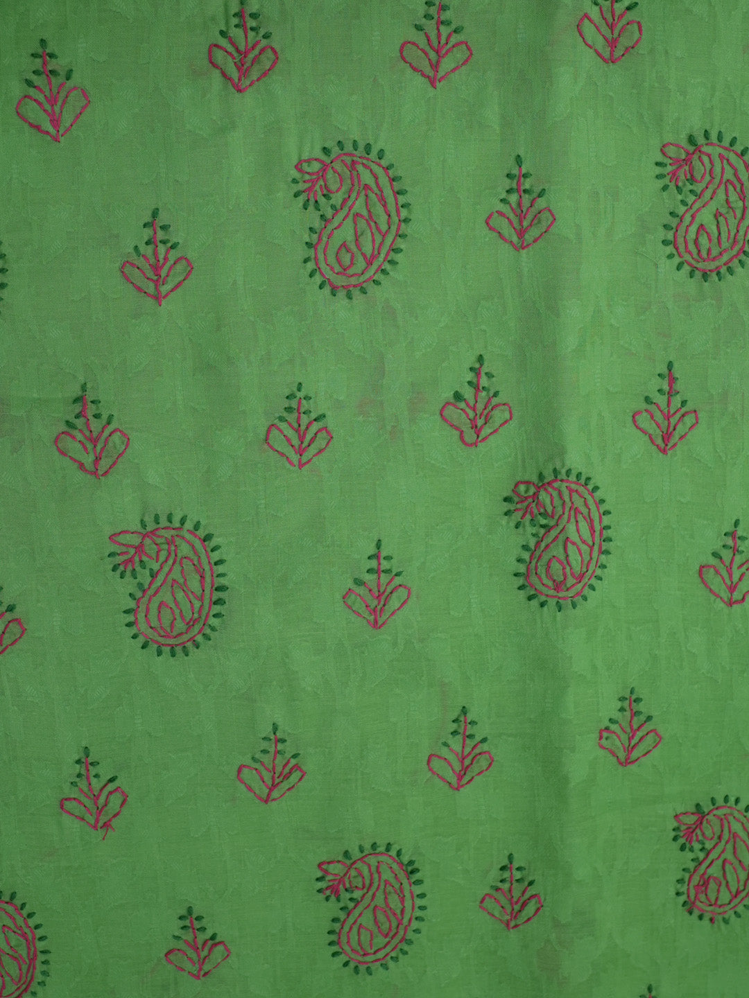 women hand embroidered chikankari cotton dressmaterial PC4120-PARROTGREEN12