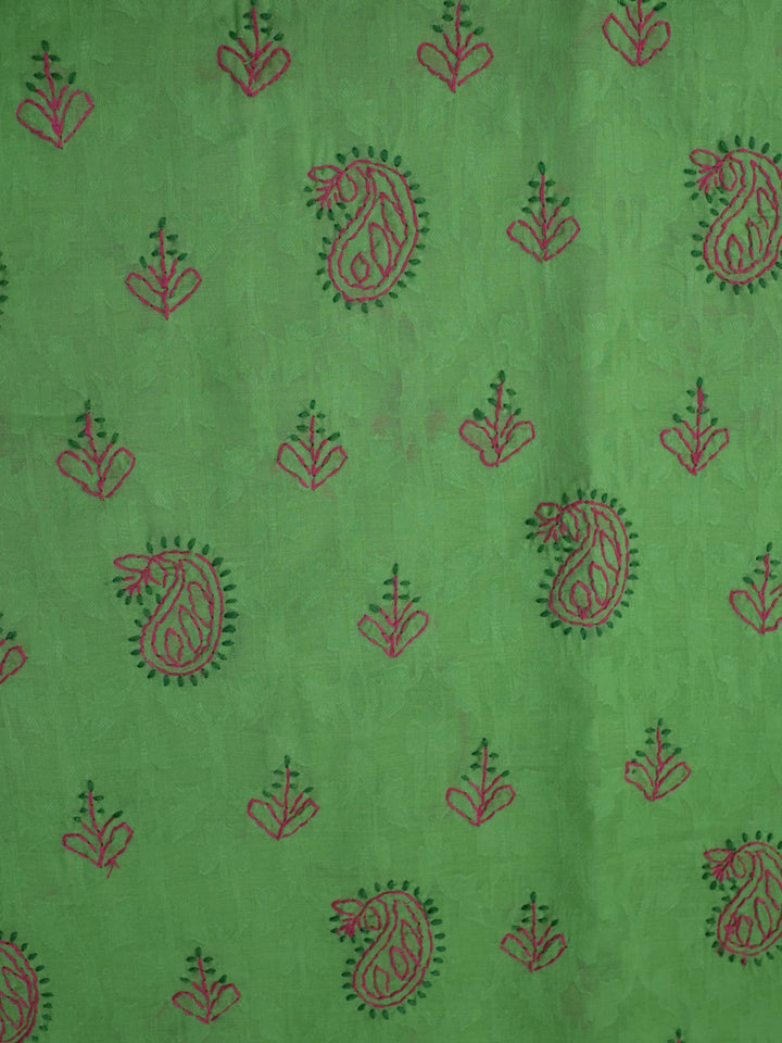 women hand embroidered chikankari cotton dressmaterial PC4120-PARROTGREEN12