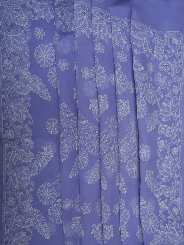 Hand Embroidered Chikankari Cotton Saree PCSAR02 Mauve
