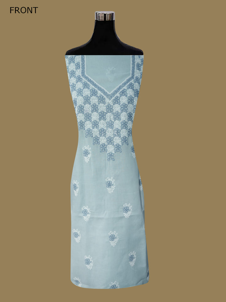 Women Hand Embroidered Cotton Chikankari Dress Material PCSCU00102FS-ASHGREY