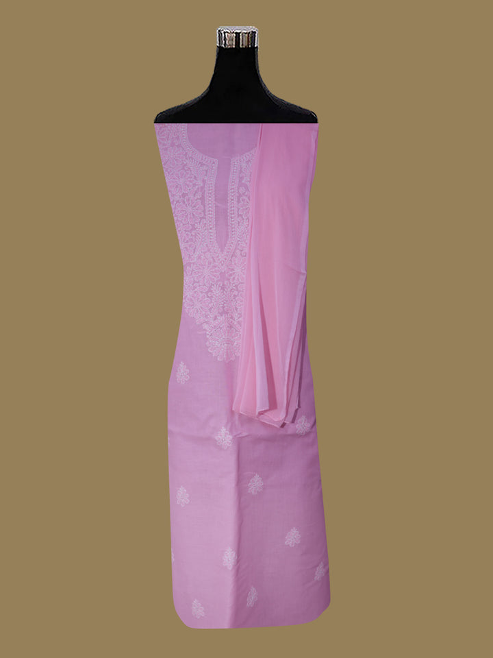 Women Hand Embroidered Cotton Chikankari Dress Material PCSCU00104FS Pink