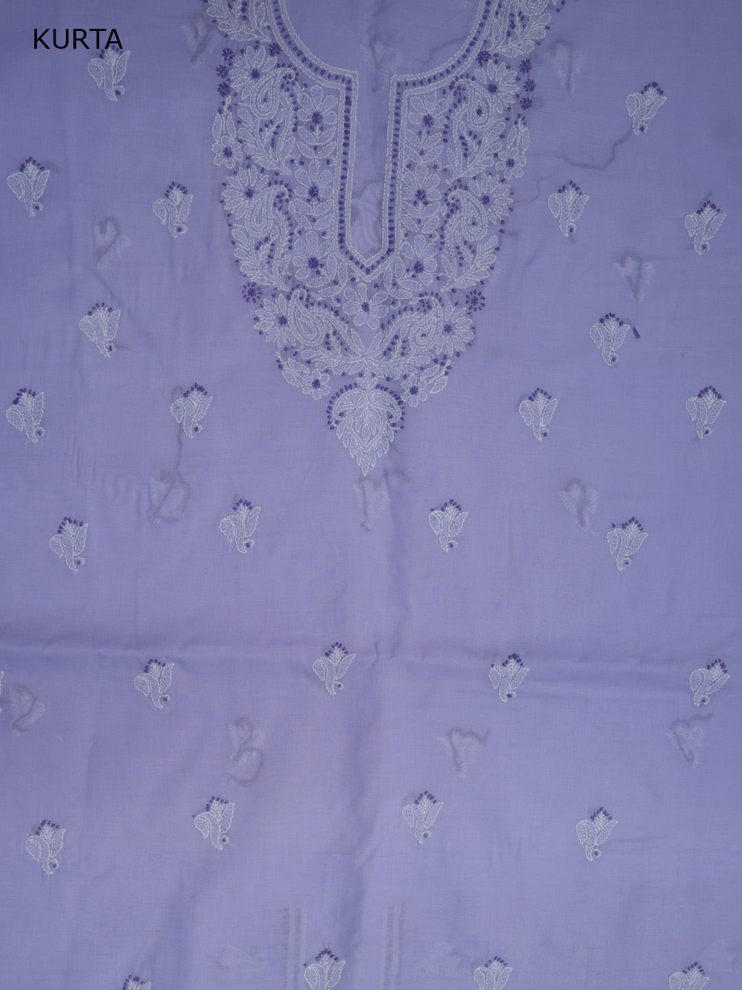 Women Hand Embroidered Cotton Chikankari Dress MaterialPCSCU00104FS-LAVENDER