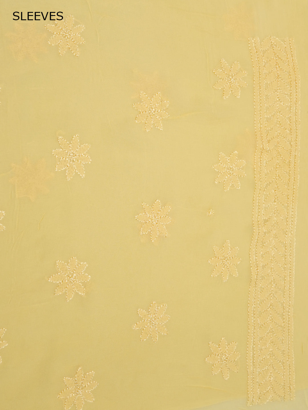Women Hand Embroidered Chikankari Viscose Georgette Kurta Fabric PC4122-YELLOW