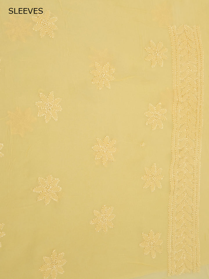 Women Hand Embroidered Chikankari Viscose Georgette Kurta Fabric PC4122-YELLOW