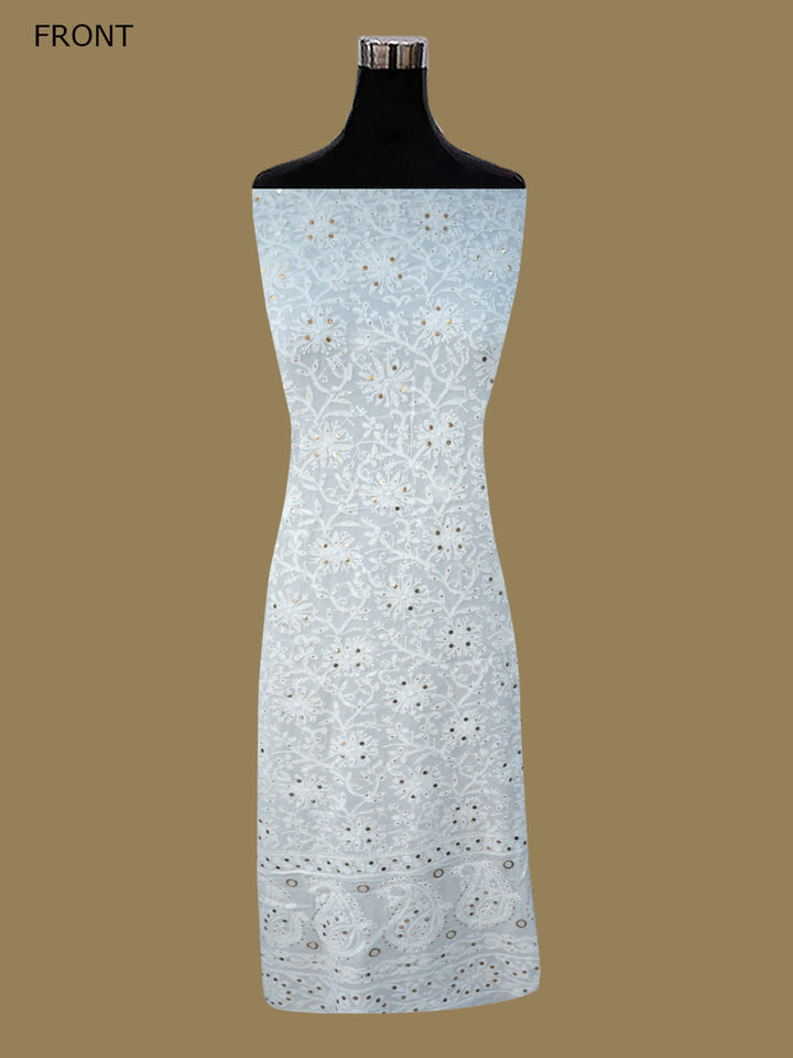 Women Hand Embroidered Chikankari Viscose Georgette Dressmaterial PC4124-WHITE3