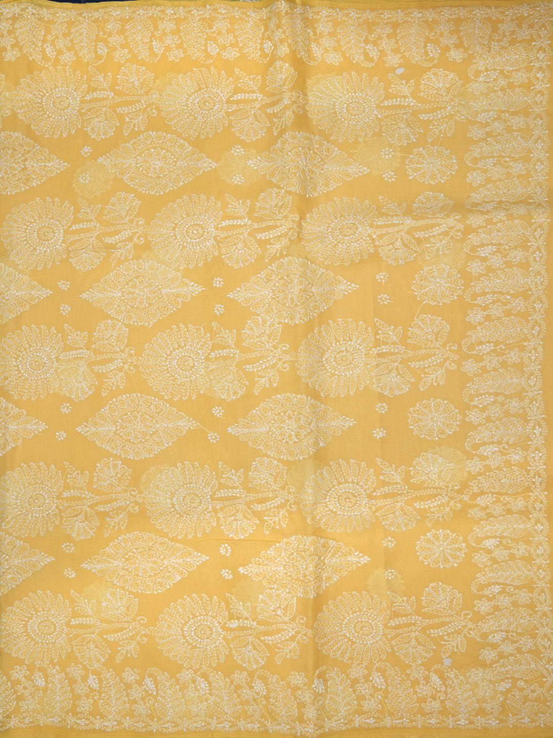 Hand Embroidered Chikankari Cotton Saree PCSAR02 Yellow