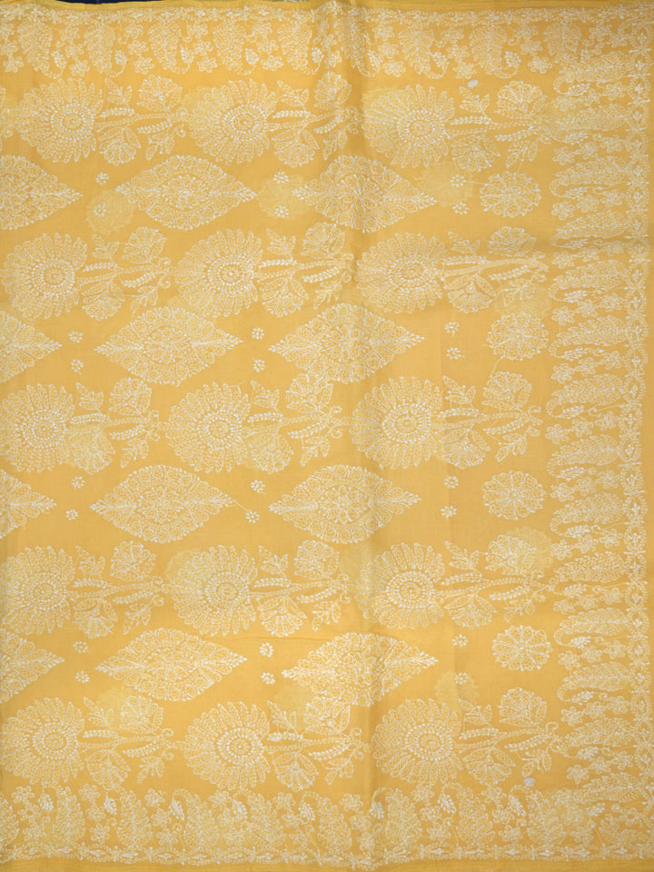 Hand Embroidered Chikankari Cotton Saree PCSAR02 Yellow