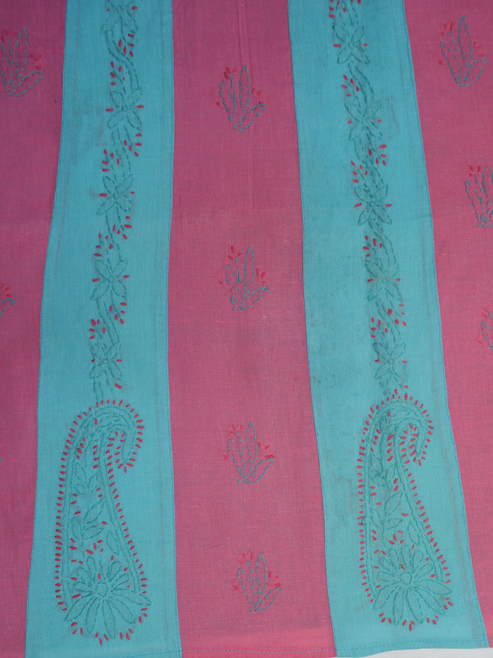 women hand embroidered chikankari cotton dressmaterial PC4120-ONIONPINK2