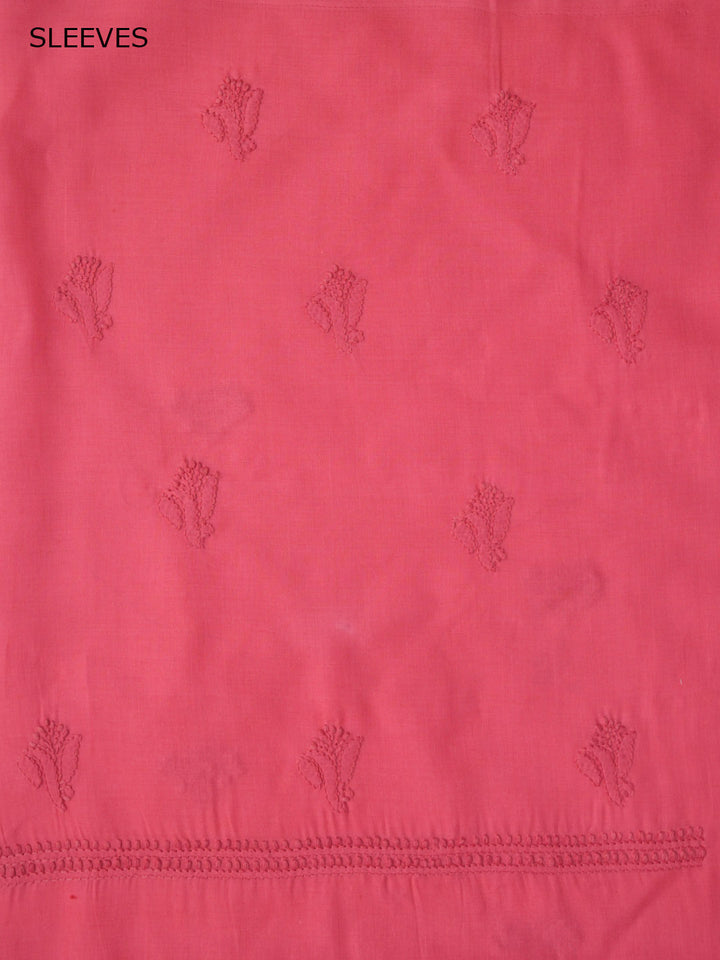 Women Hand Embroidered Cotton Chikankari Dress MaterialPCSCU00103FS-CARROTPINK
