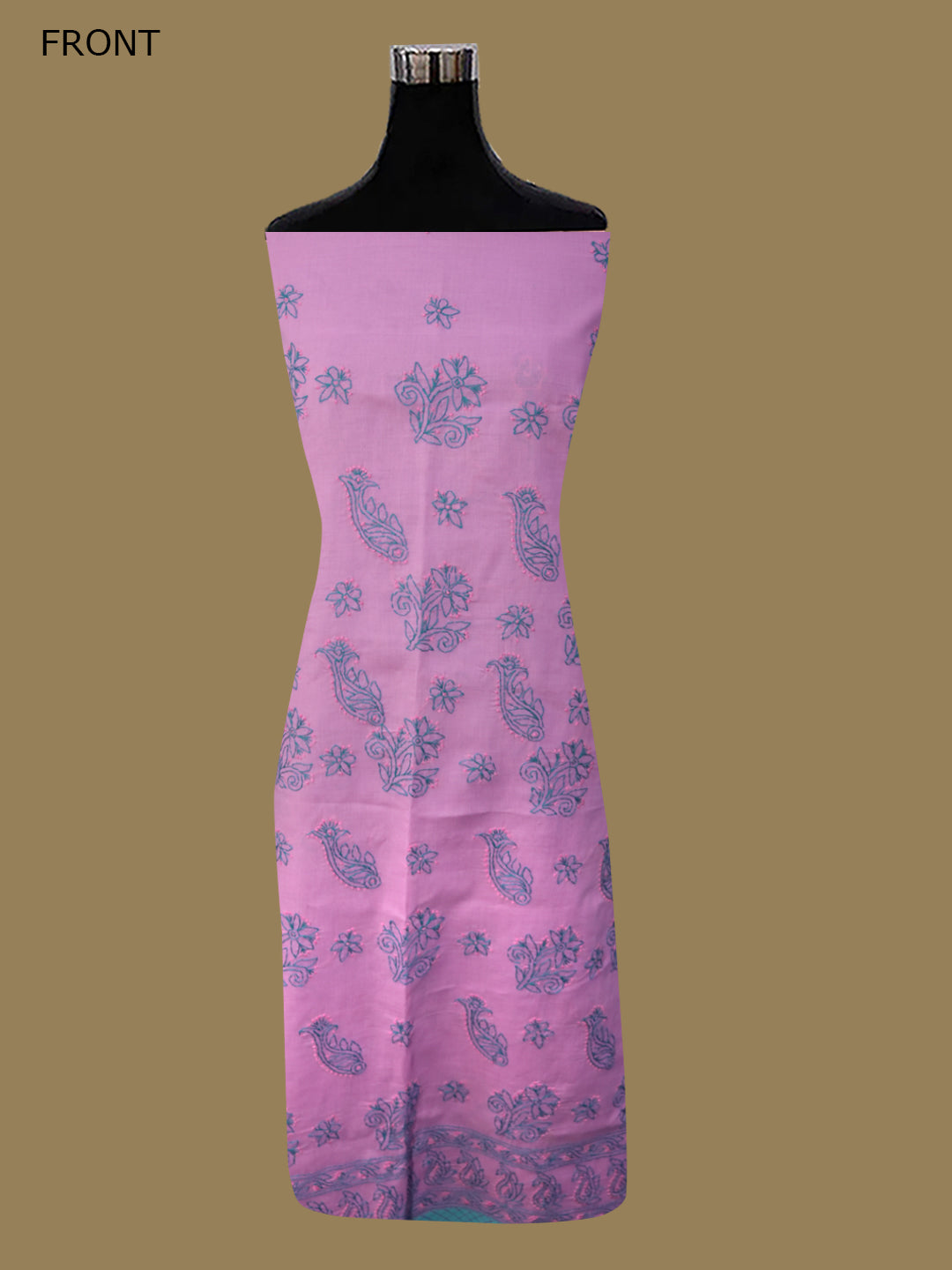 Women Hand Embroidered Chikankari Cotton Dressmaterial PC4120-BLUSHPINK