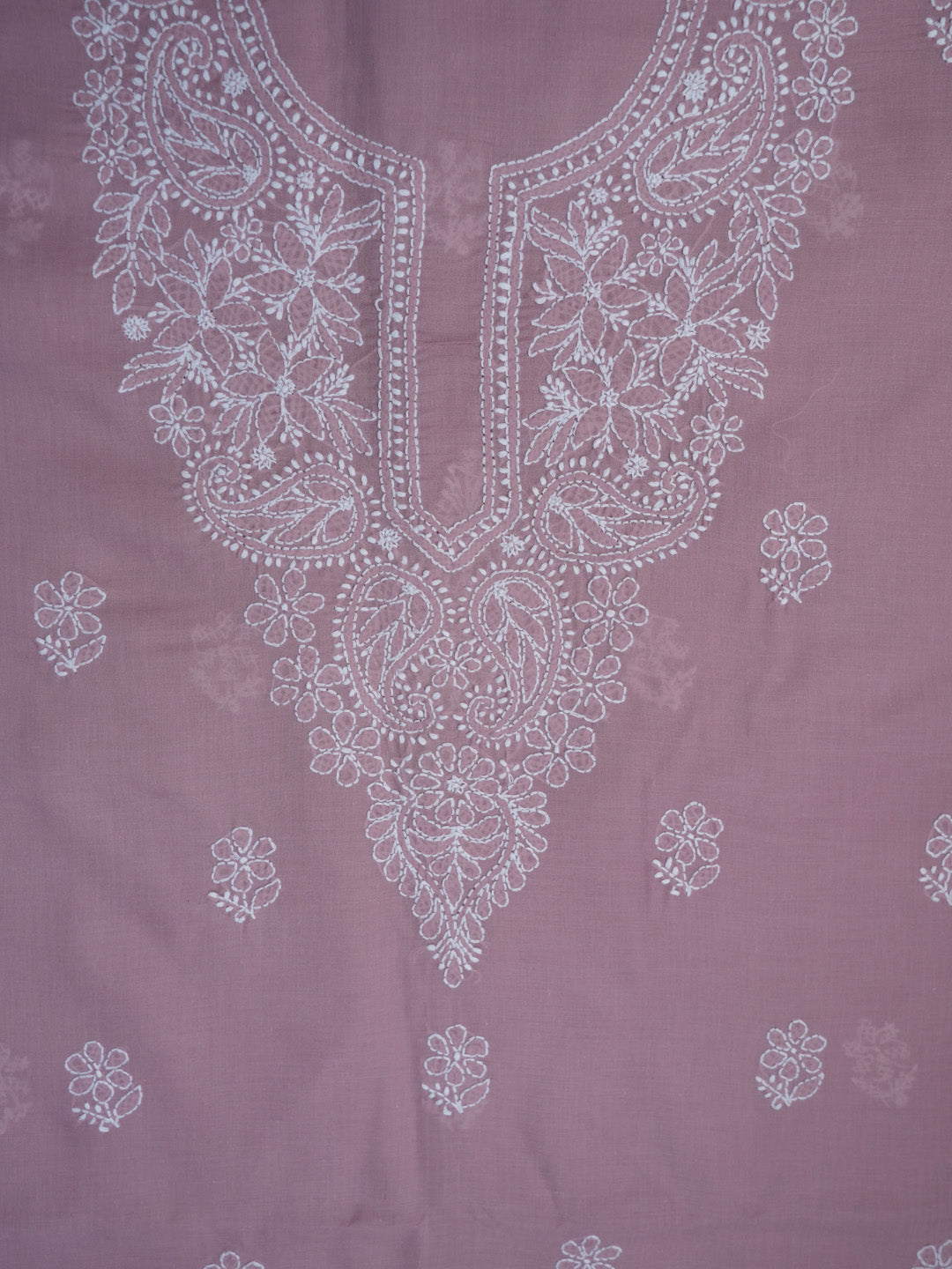 Women Hand Embroidered Chikankari Cotton Dressmaterial PCSCU00104FS-ONIONPINK